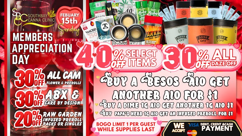 South Bay Canna Clinic 40% OFF EVERY 3RD SUNDAY MEMBERS APPRECIATION DAY