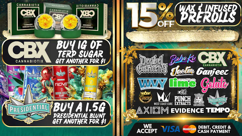 South Bay Canna Clinic 30% OFF WAX & INFUSED PREROLLS EVERY SATURDAY
