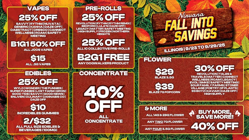 Nirvana Dispensary - Mount Carmel NIRVANA: 25-40% OFF SELECT ITEMS!
