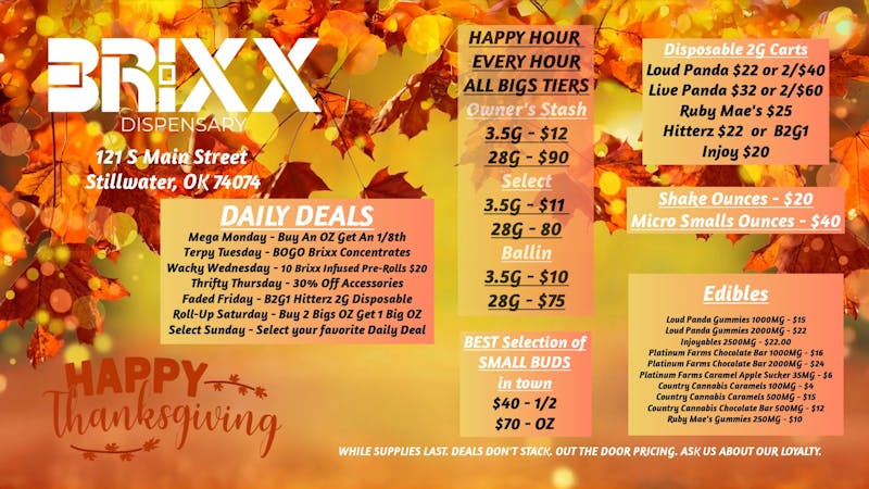 Brixx November Daily Deals and Specials!!