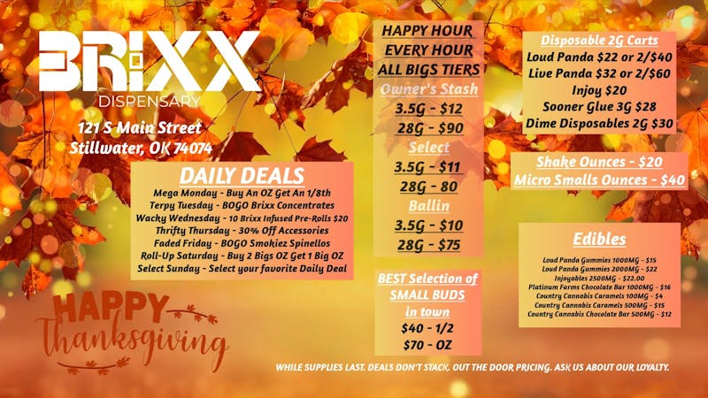 Brixx November Daily Deals and Specials!!