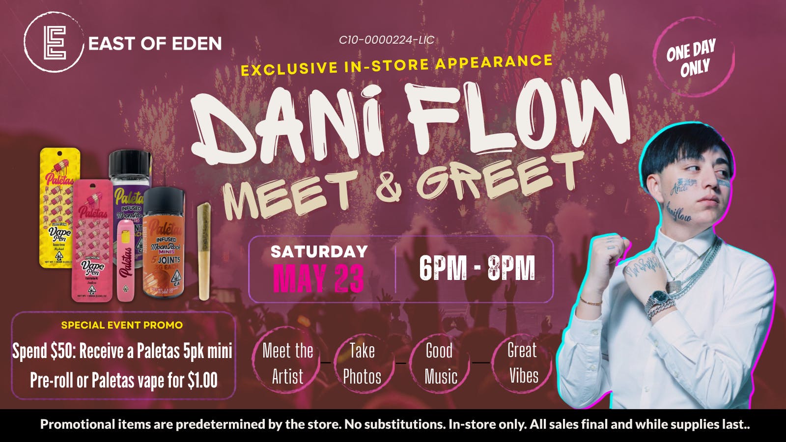 East of Eden Cannabis Co. Live Meet & Greet with Dani Flow at East of Eden!