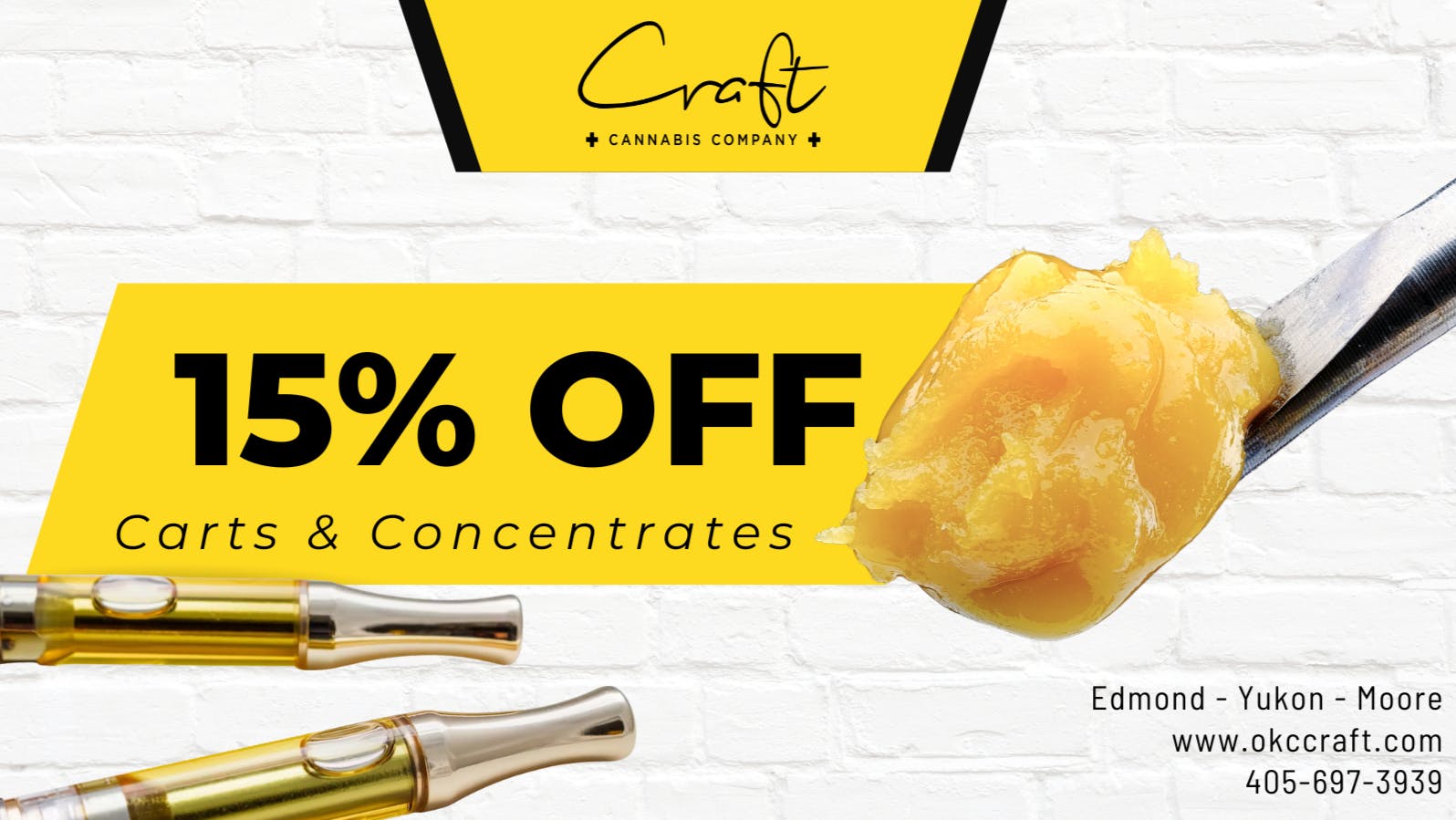 Craft Cannabis Company - Edmond MELTED MONDAY - 15% OFF CARTS & CONCENTRATES