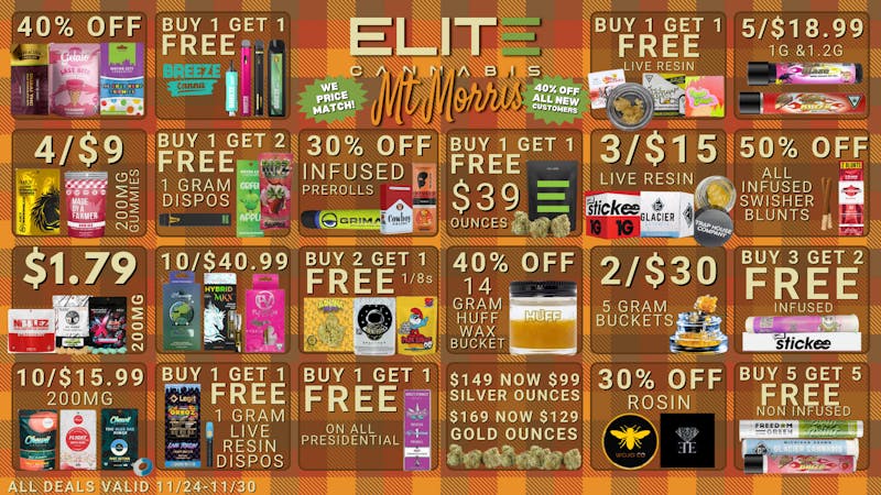 Elite Cannabis - Mt. Morris - Recreational MT MORRIS! CLICK HERE FOR DAILY DEALS!💚