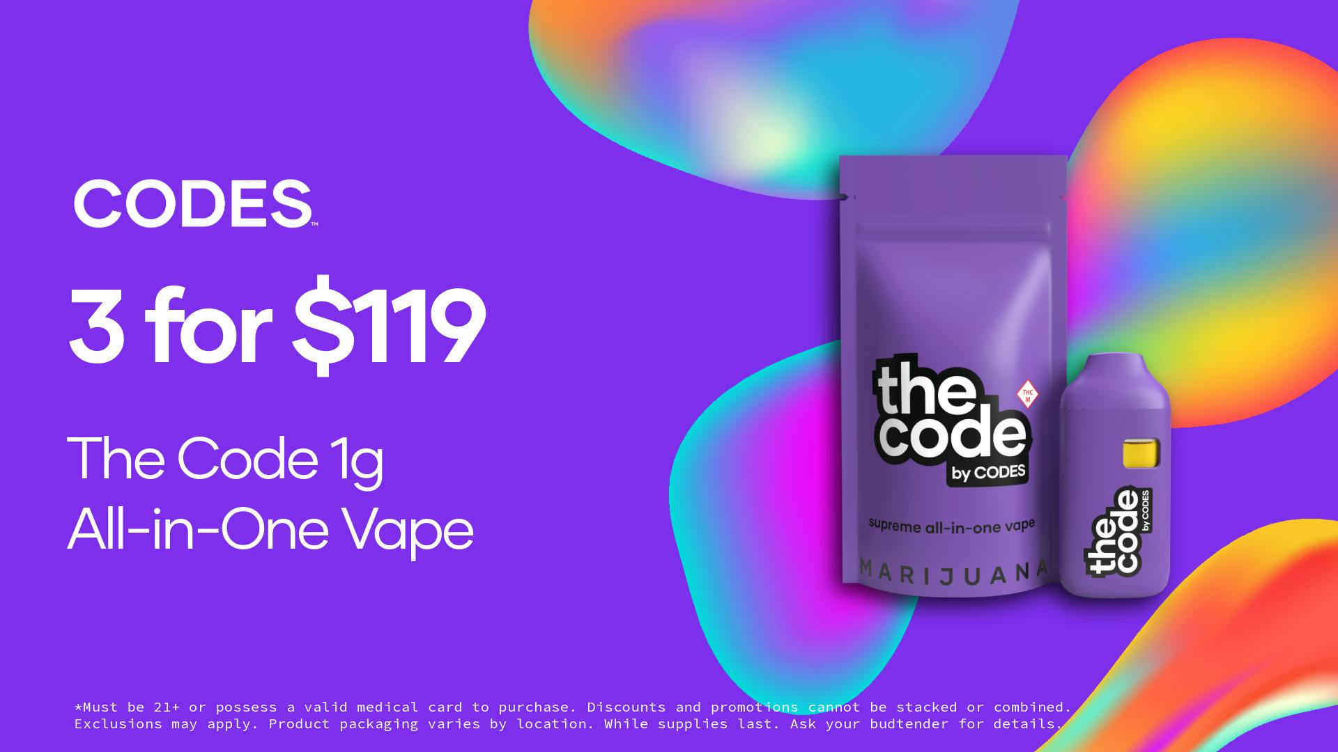 Good Day Farm - Cantrell 3 for $119 Codes 1g AIO Vape