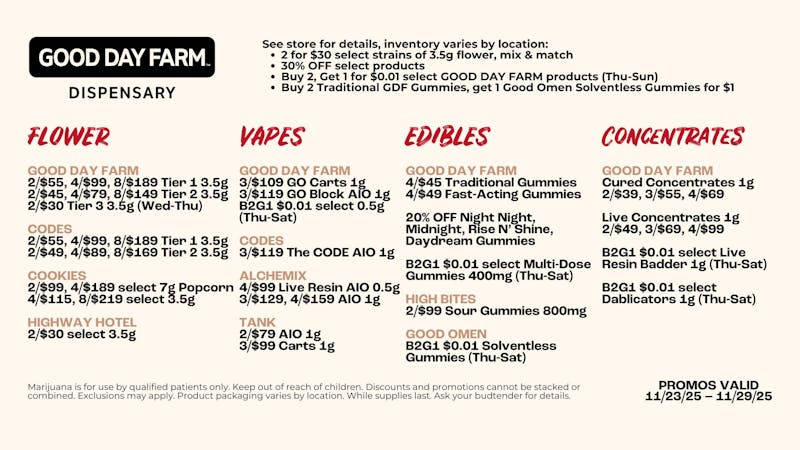 Good Day Farm - Van Buren Thanksgiving Week Promos at Good Day Farm