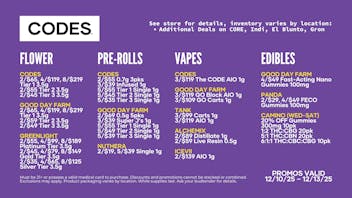 Codes - Sedalia December Promos 12.10-12.13