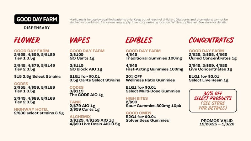 Good Day Farm - Monticello Weekly Savings for Arkansas Patients