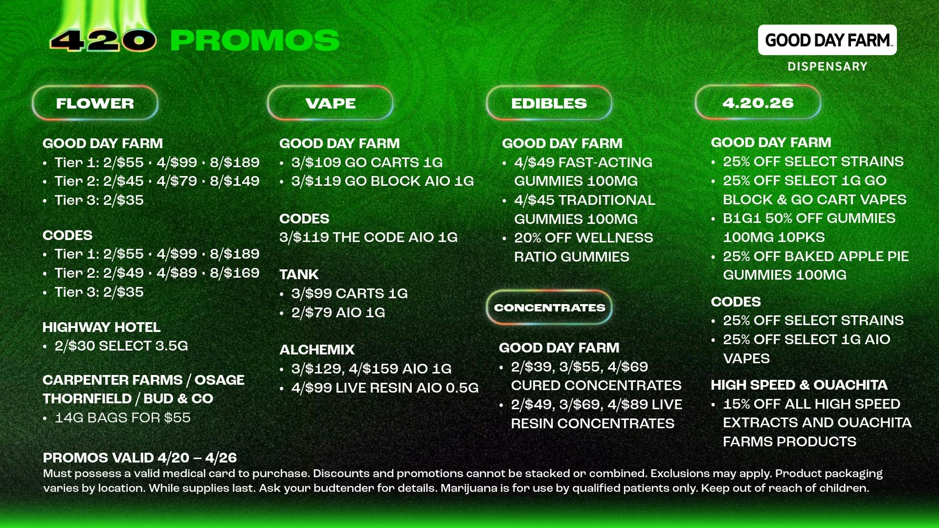 Good Day Farm - Van Buren 420 IS HERE! Grab these exclusive offers at GDF