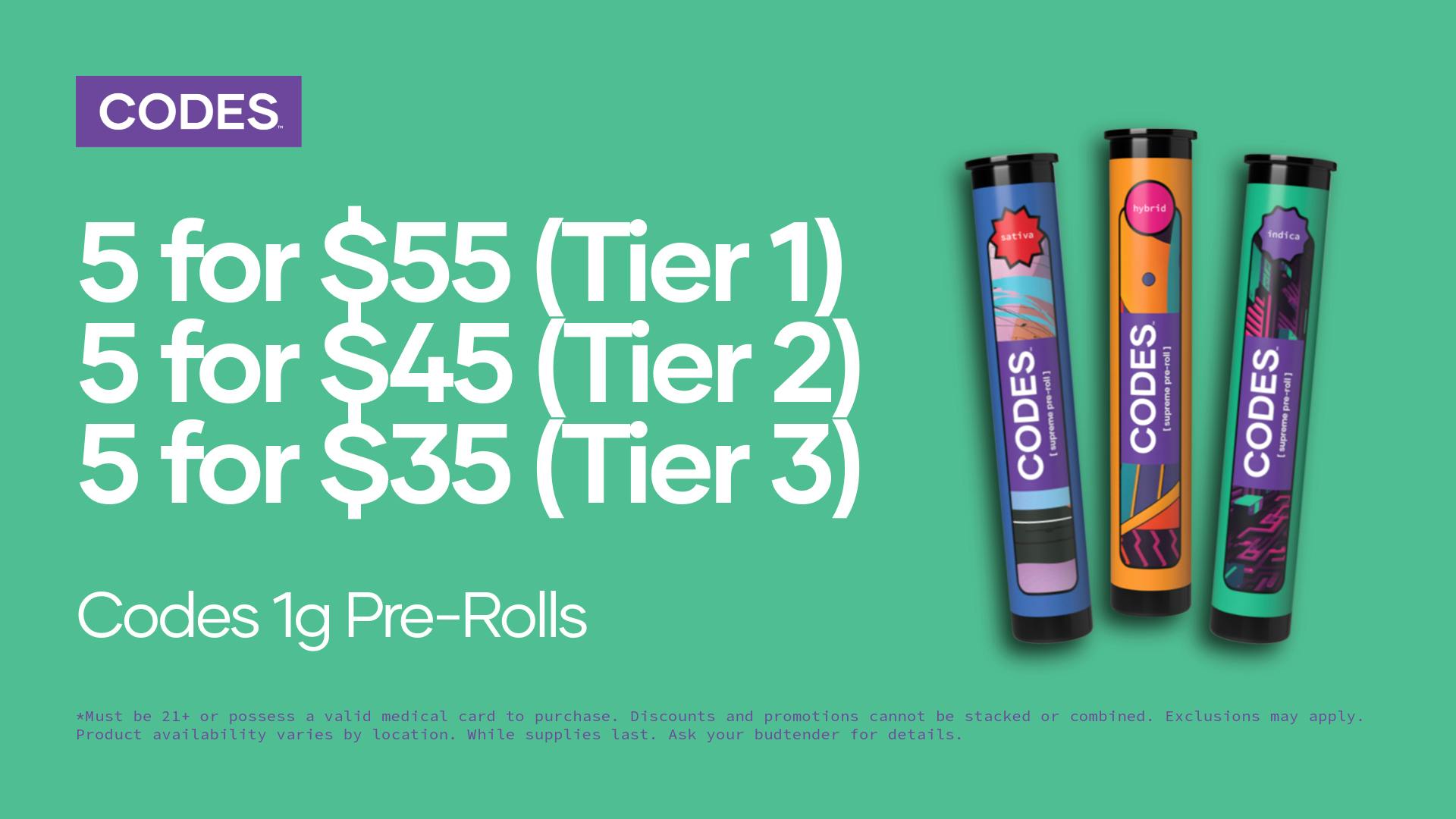 Codes - Osage Beach Buy More, Save More | CODES 1g Pre-Rolls