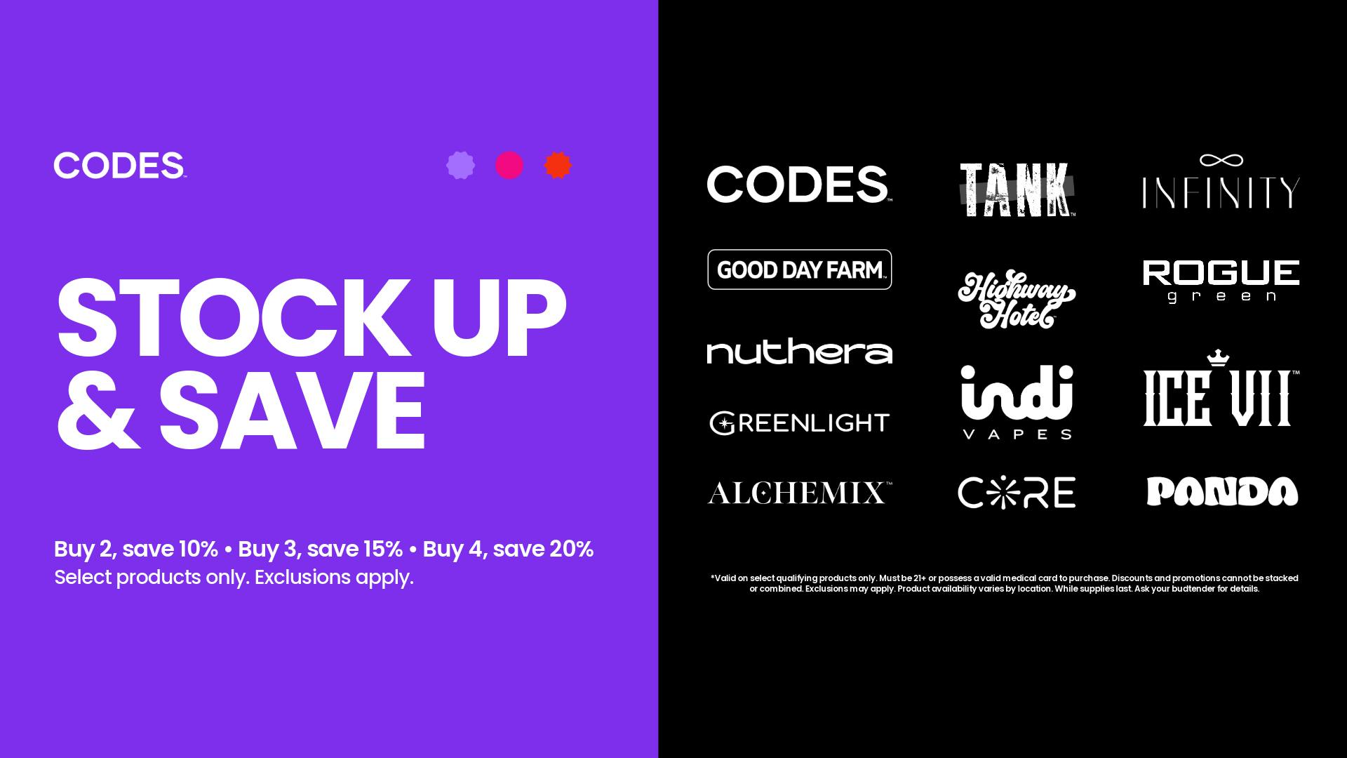 Codes - Jefferson City Buy More, Save More at CODES | 4 for 20% Off