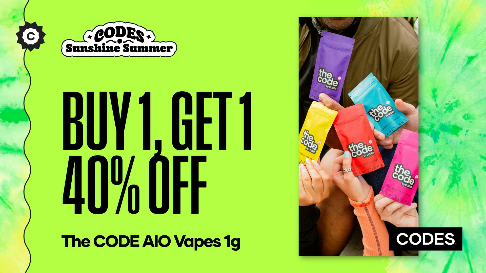 Codes - Sedalia BOGO 40% OFF | The Code AIO Vapes 1g