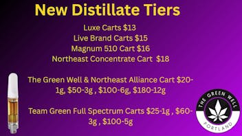 The Green Well - Delivery 1g Distillate Carts Starting @ $13,$15,$18,$20,$25