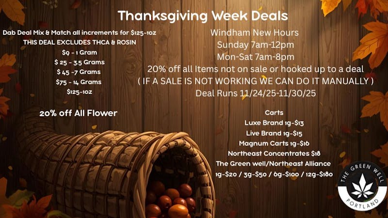 The Green Well #1 - The Windham Delivery 20% off Items that are not on sale or has a deal