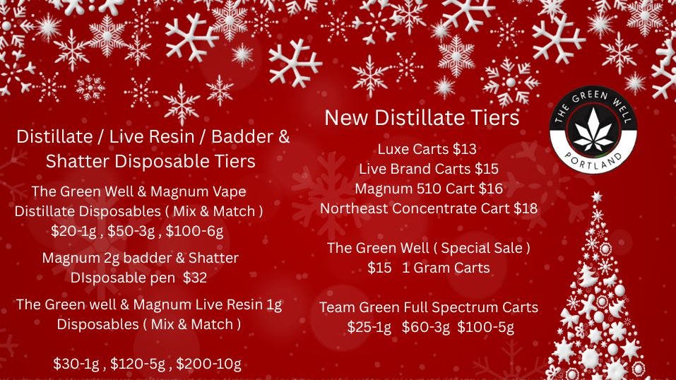 The Green Well - Delivery December Special $15 on The Green Well 1 Gram Cart