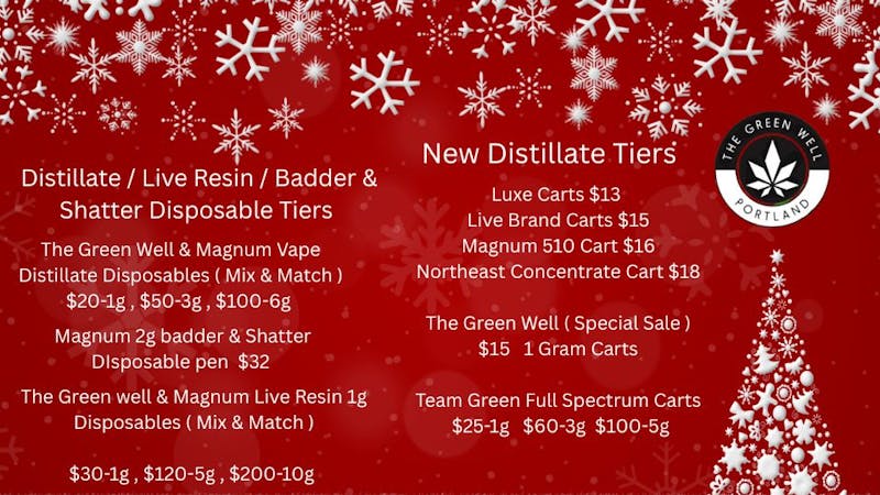 The Green Well - Delivery December Special $15 on The Green Well 1 Gram Cart