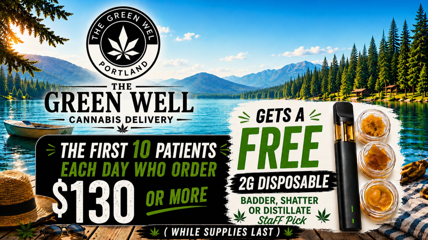 The Green Well - Delivery First 10 Patients spend $130+ Gets a 2g disposable