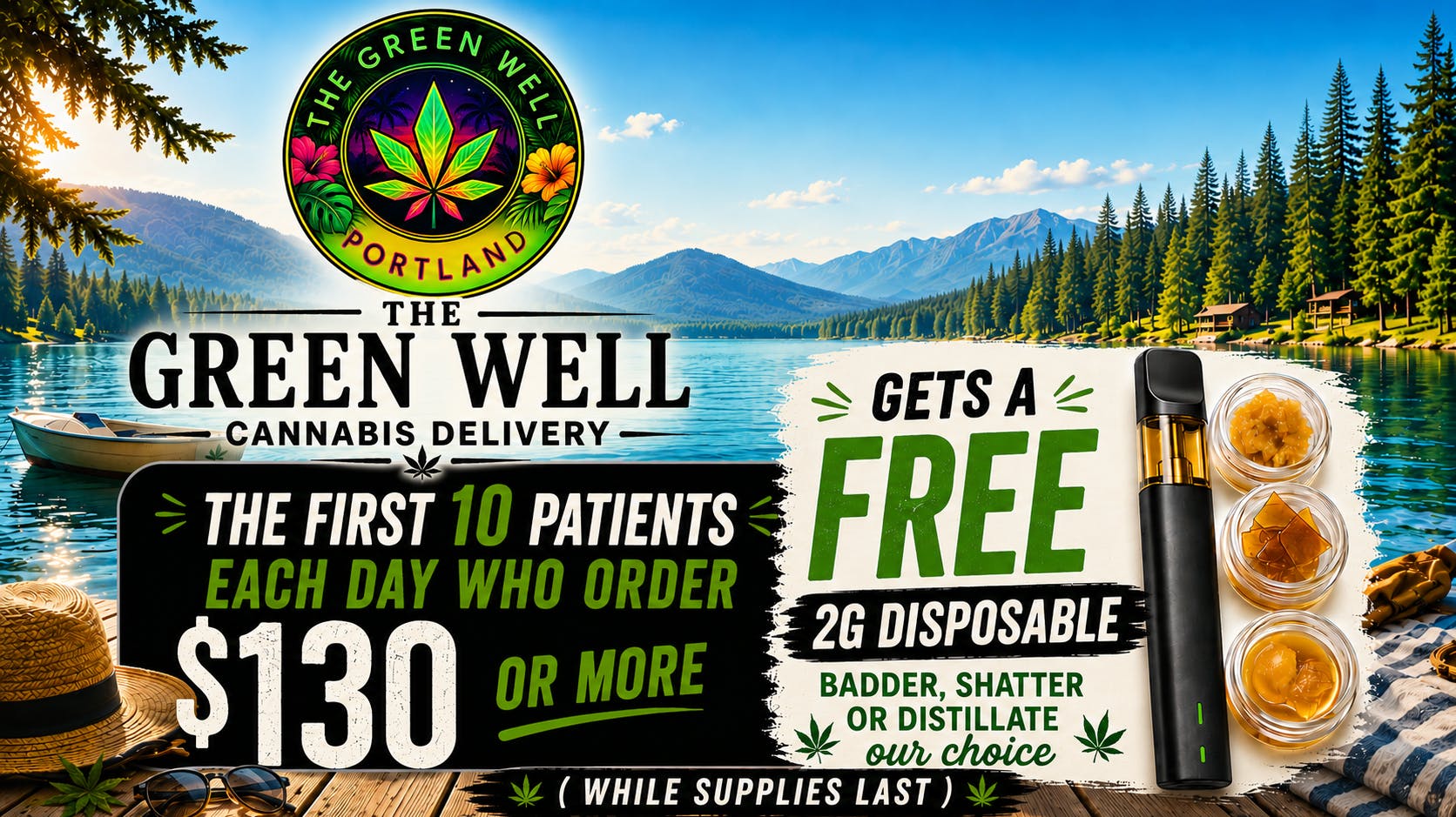The Green Well - Delivery Every Order $130 or more Gets a Free 2g disposable