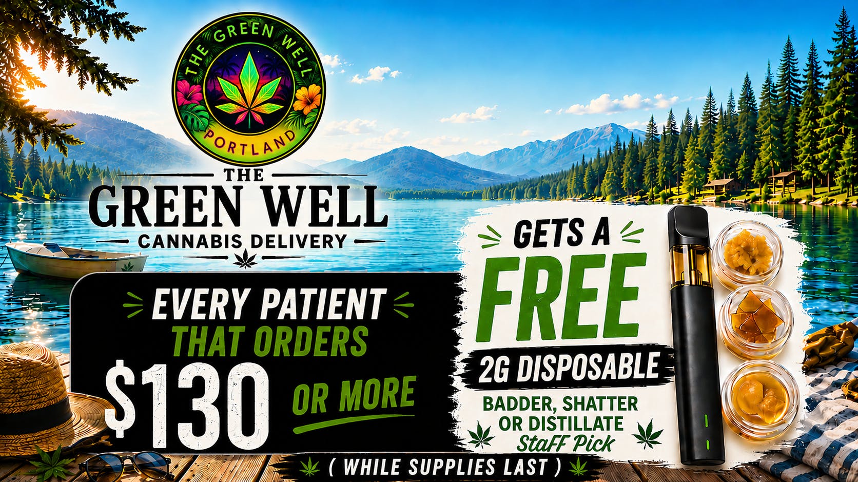 The Green Well - Delivery Every Order $130 or more Gets a Free 2g disposable