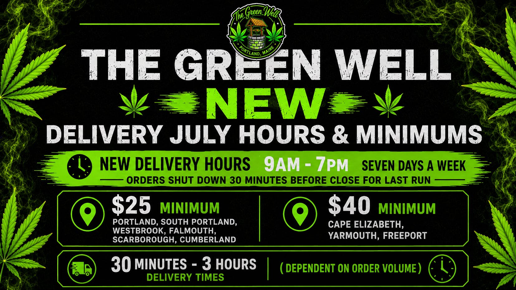 The Green Well - Delivery New July Town Minimum & Hours