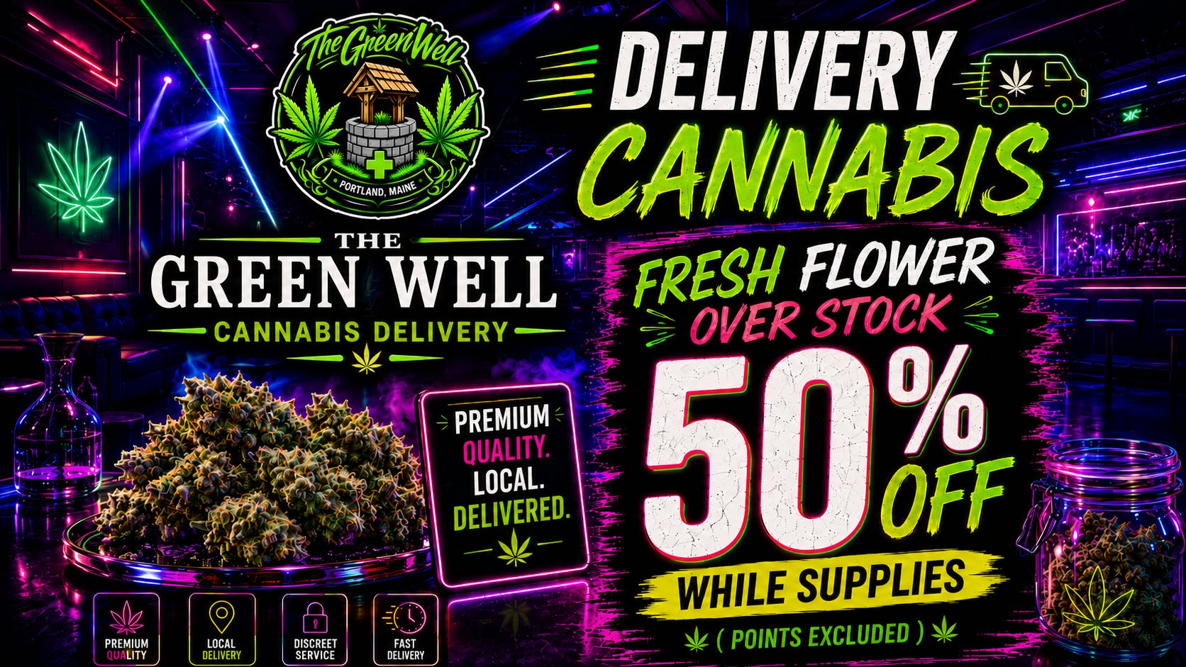 The Green Well - Delivery 50% Off Over Stock Flower (Point's Excluded).