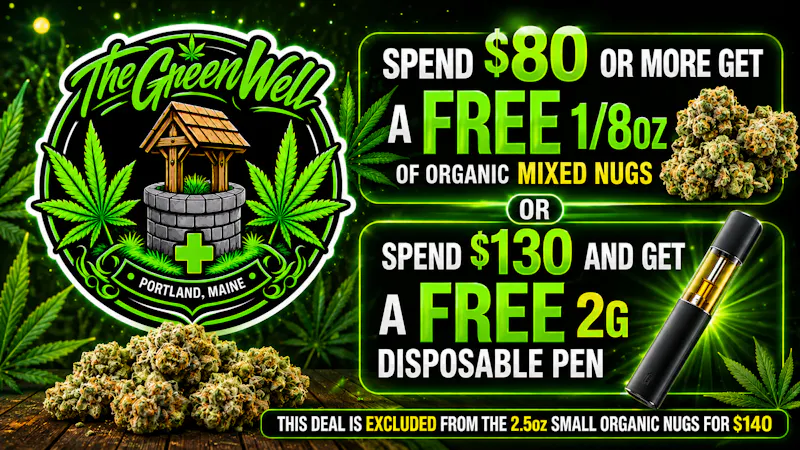 The Green Well - Delivery Spend $80 get a 1/8oz or $130 get a free 2g pen
