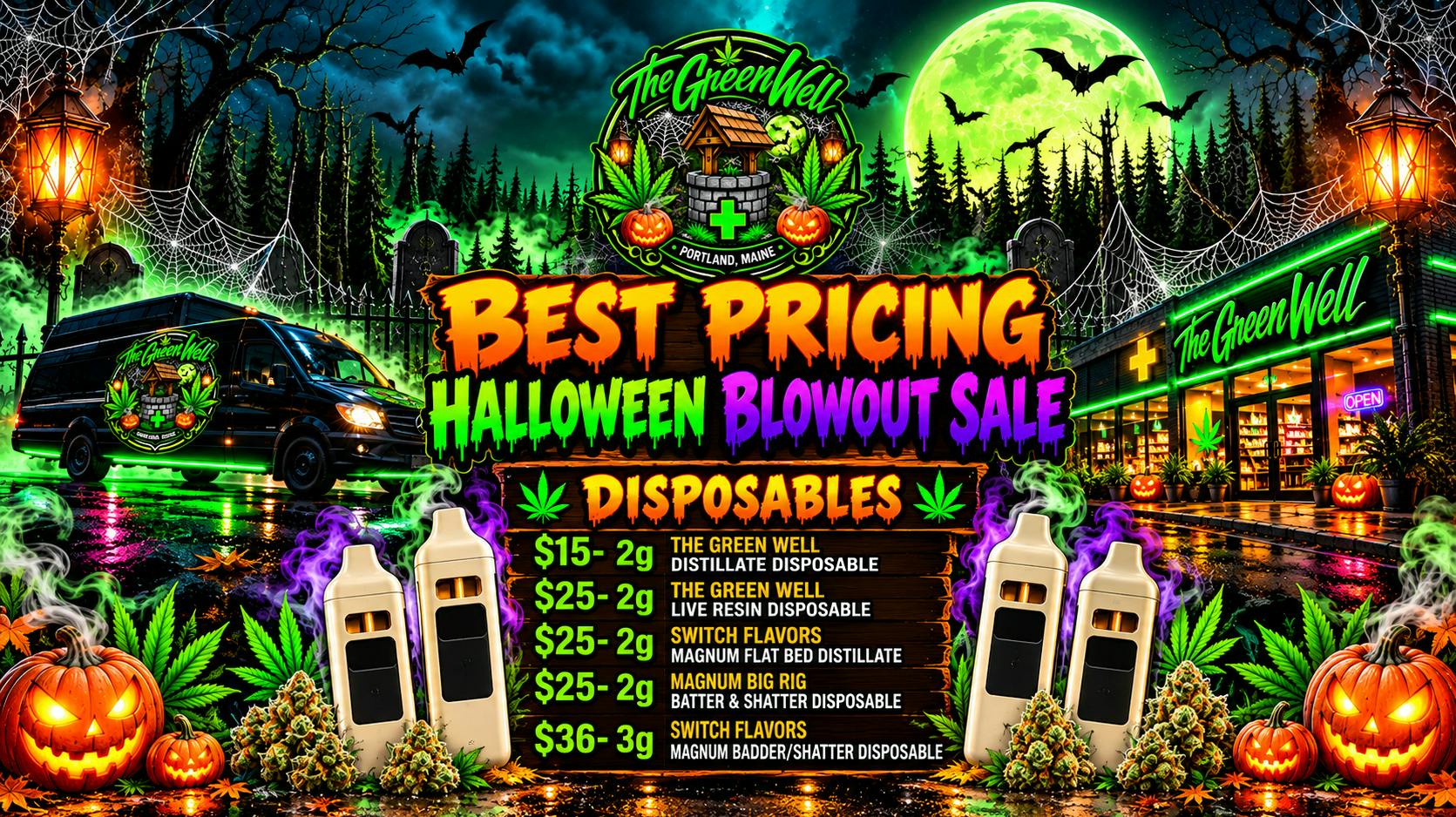 The Green Well - Delivery $15-2g Distillate $25-2g Live Resin Disposable
