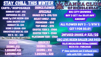 Canna Club of Nichols Hills CHILL DEALS B3G1 & B2G1 FLOWER/$45 28g BALLER JARS