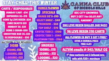 Canna Club of Nichols Hills CHILL DEALS-B3G1 & B2G1 FLOWER/$45 28g BALLER JARS