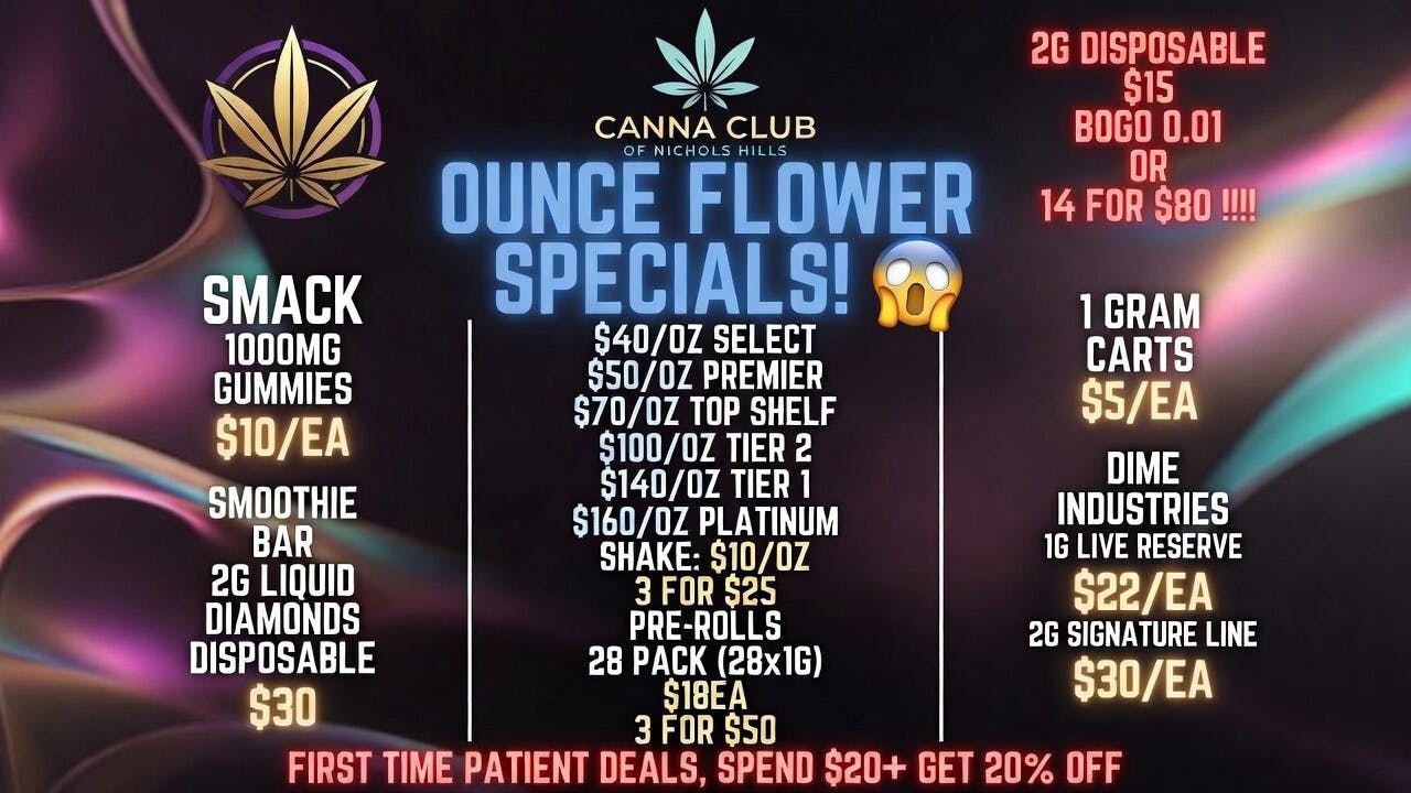 Canna Club of Nichols Hills 🔥SUMMER SALES 2G DISPO B1G1 OR 14 FOR $80!!🤯