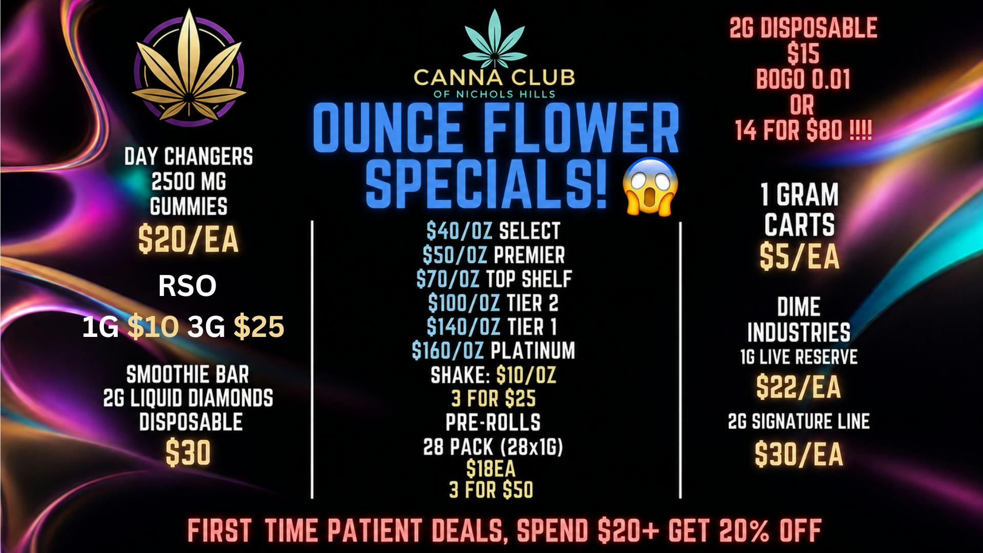 Canna Club of Nichols Hills 🔥SUMMER SALES 2G DISPO B1G1 OR 14 FOR $80!!🤯
