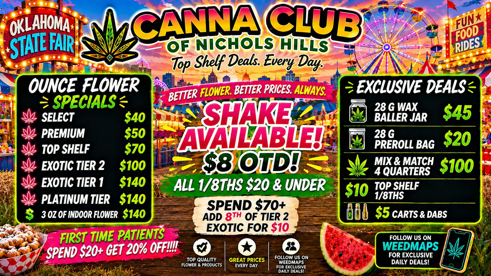 Canna Club of Nichols Hills FAIR DEALS🎡2G DISPO $15 BOGO/$10 TOP SHELF 1/8THS