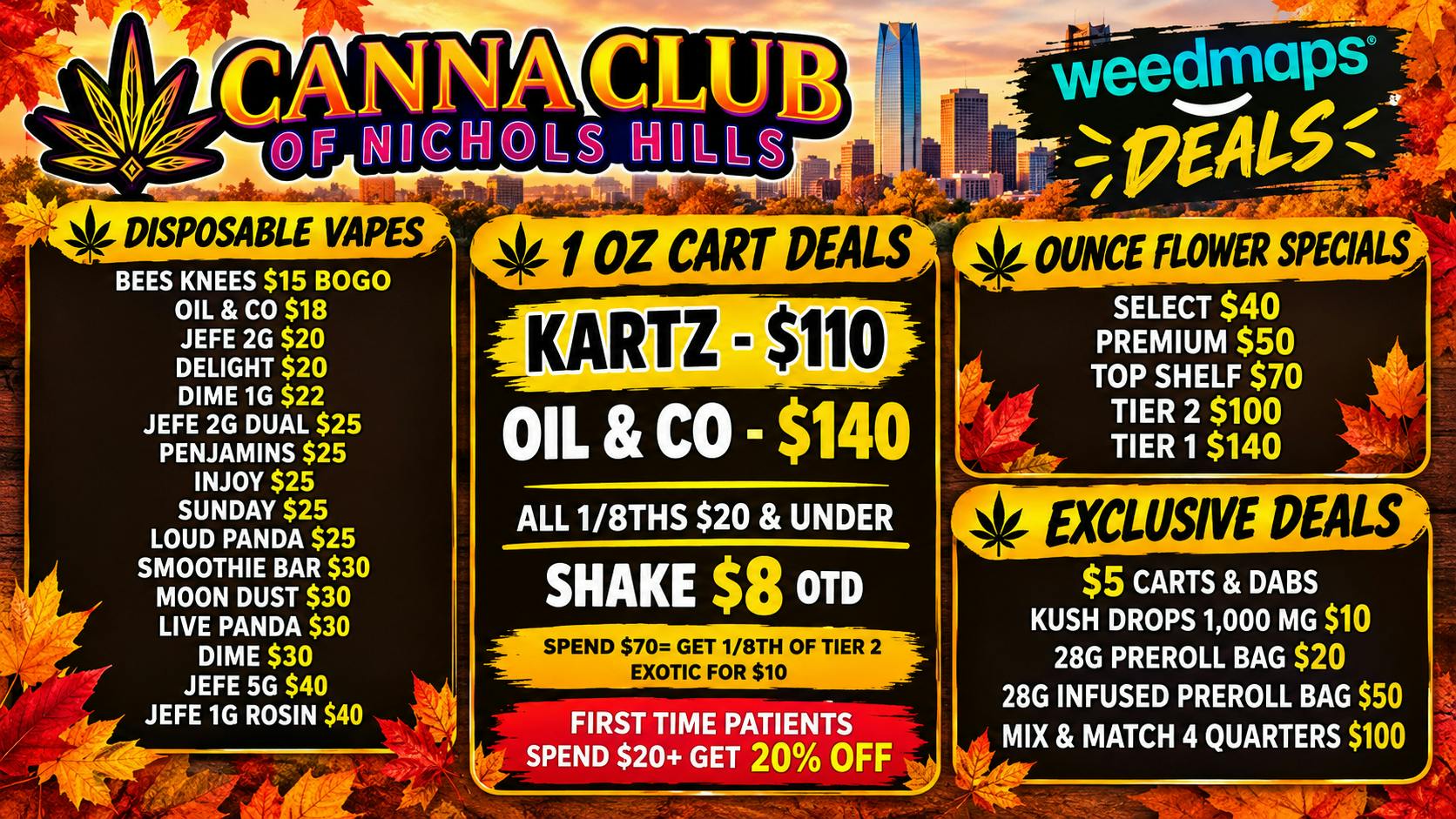 Canna Club of Nichols Hills RAINY DAY DEALS 🌧️ VAPES $15-$40! ☔BEESKNEES B1G1