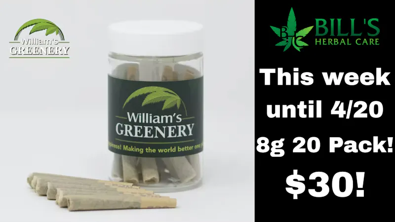 Bills Herbal Care 20 PACK OF PRE-ROLLS $30!