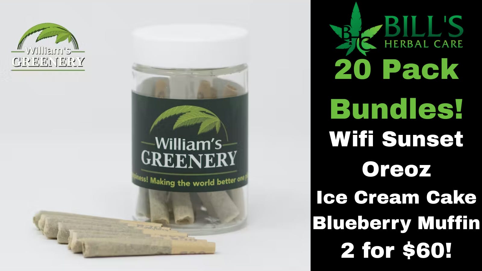 Bills Herbal Care Pre-Roll 20 Pack Bundles!
