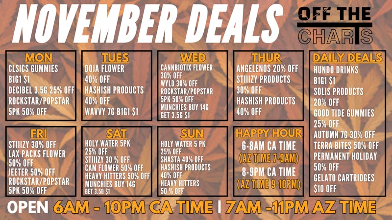 Off The Charts - Winterhaven November WEDNESDAY Deals