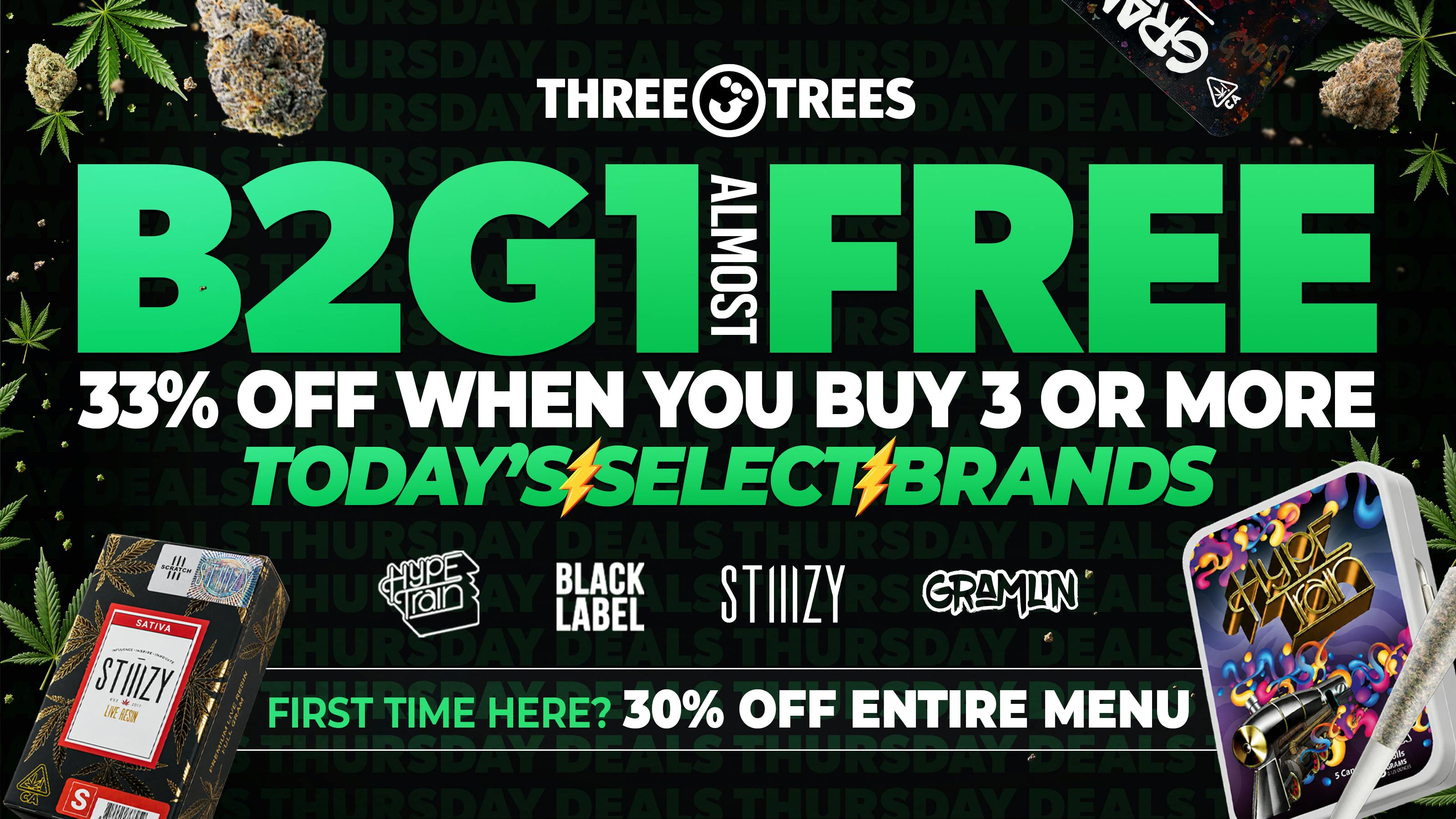 Three Trees - Oakland B2G1 Free (Almost), Mix N Match