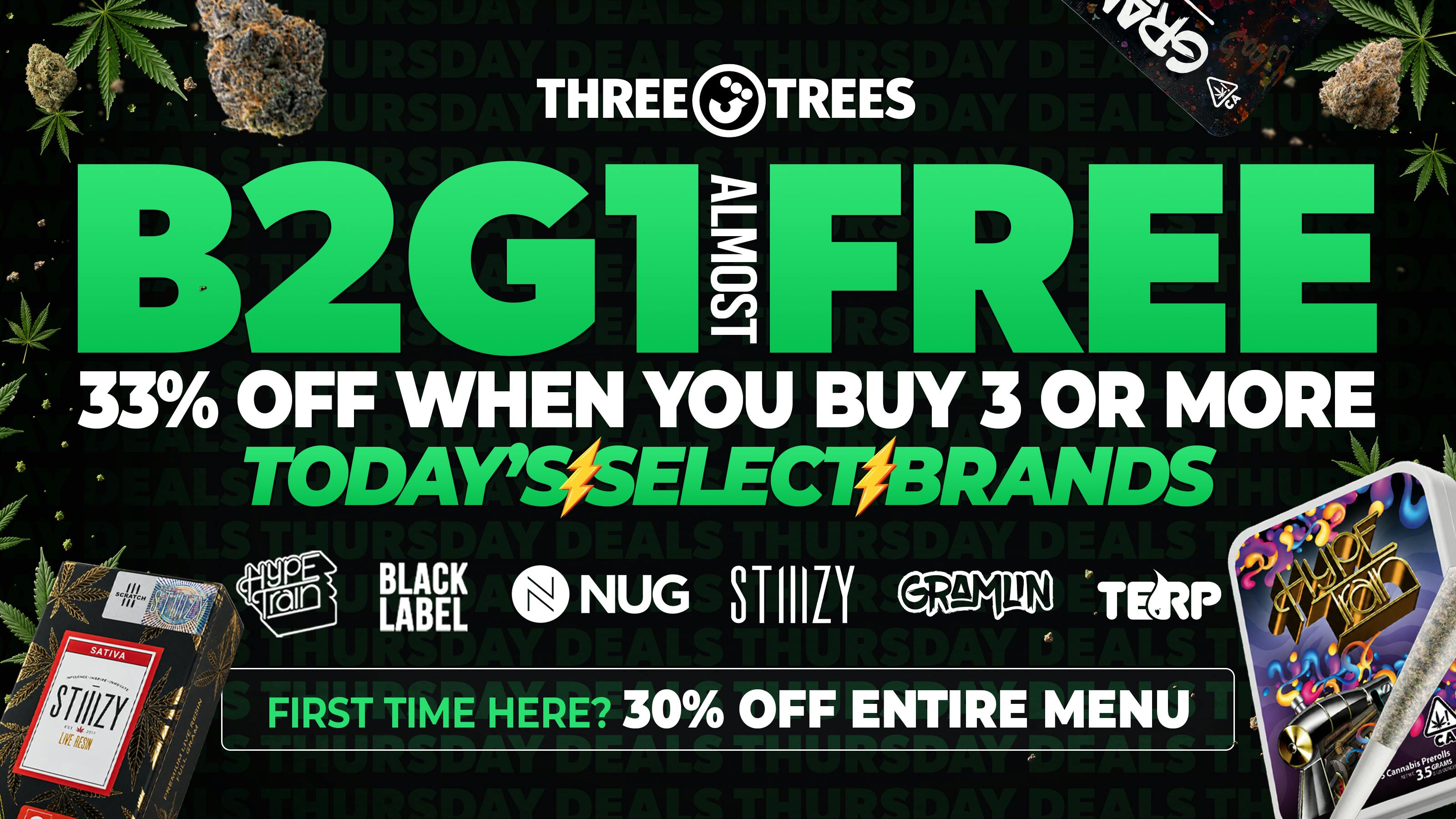 Three Trees - Oakland B2G1 Free (Almost), Mix N Match