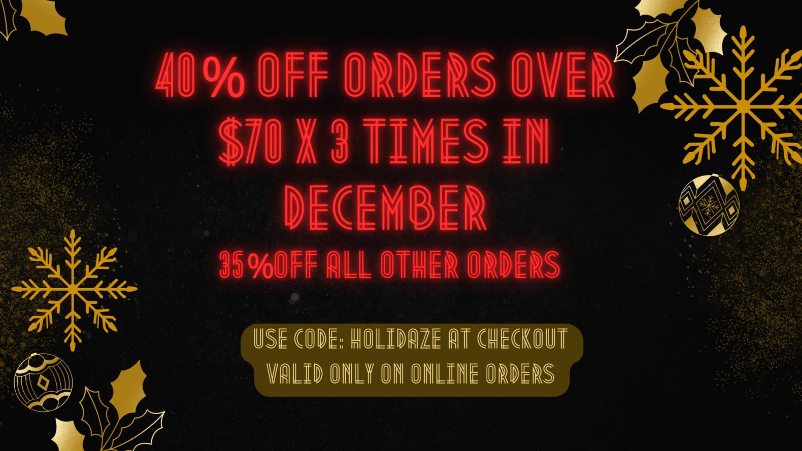 Elev8ted Delivery 40% off Storewide 3 times in December