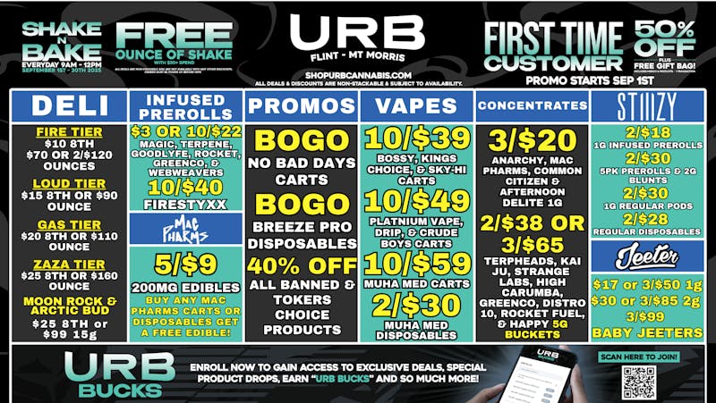 URB CANNABIS - MT. MORRIS - FLINT WE PRICE MATCH!!!