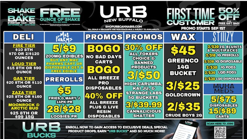 URB CANNABIS - NEW BUFFALO WE PRICE MATCH!!!!!!