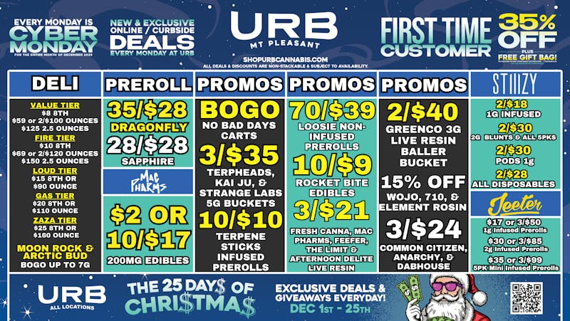 URB CANNABIS - MT PLEASANT WE PRICE MATCH!!