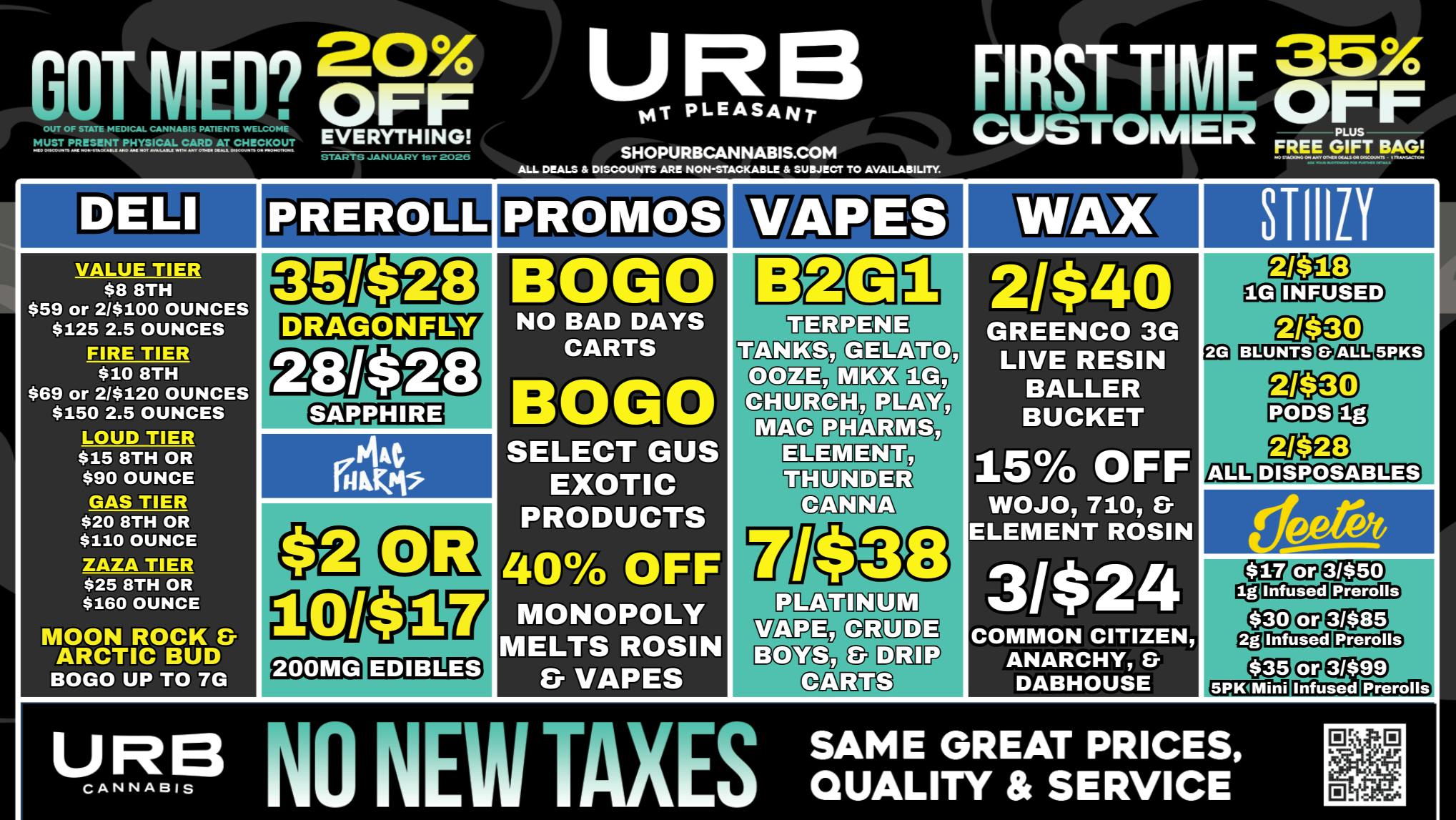 URB CANNABIS - MT PLEASANT WE PRICE MATCH!!!!!