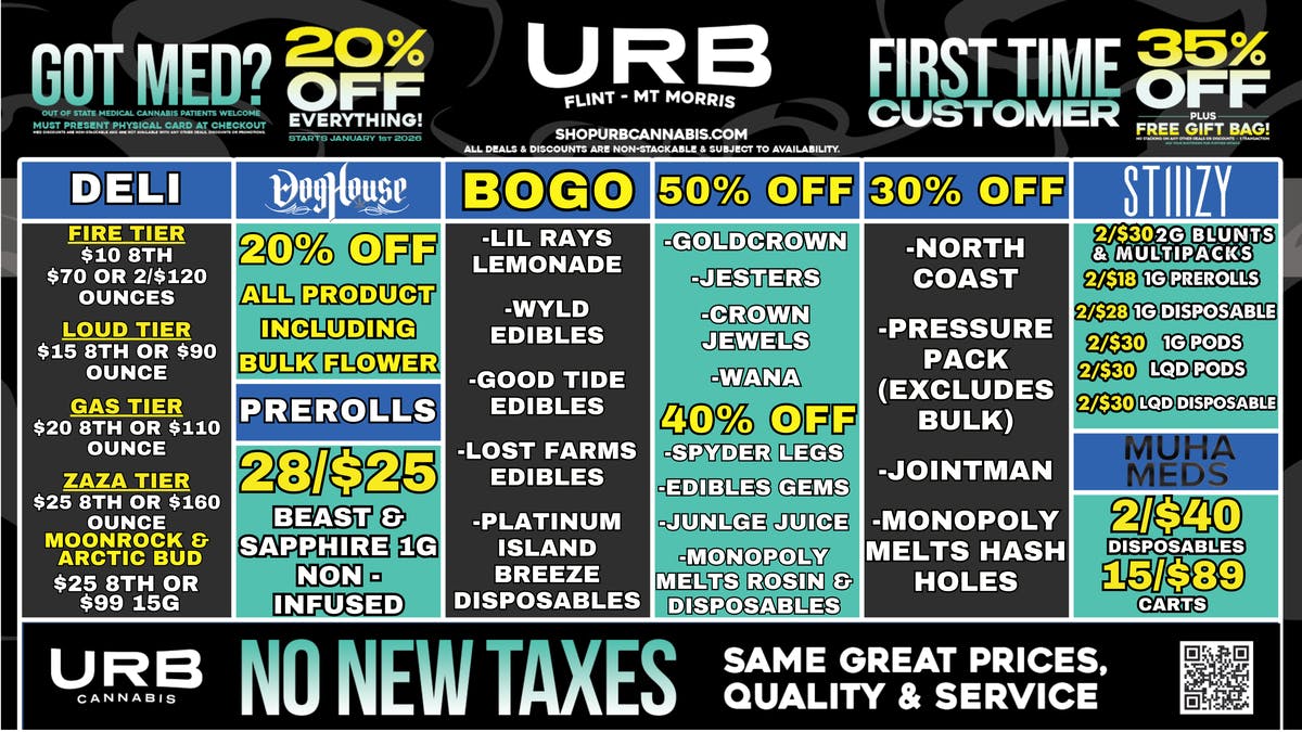 URB CANNABIS - MT. MORRIS - FLINT WE PRICE MATCH!!!