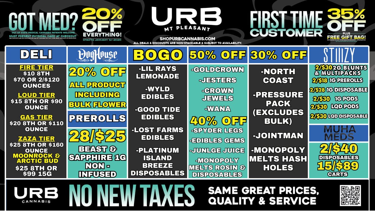 URB CANNABIS - MT PLEASANT WE PRICE MATCH!!