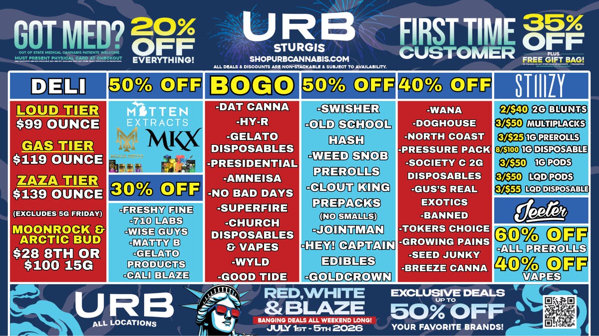URB CANNABIS - STURGIS WE PRICE MATCH!!!