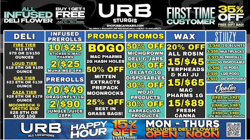 URB CANNABIS - STURGIS WE PRICE MATCH!!!!