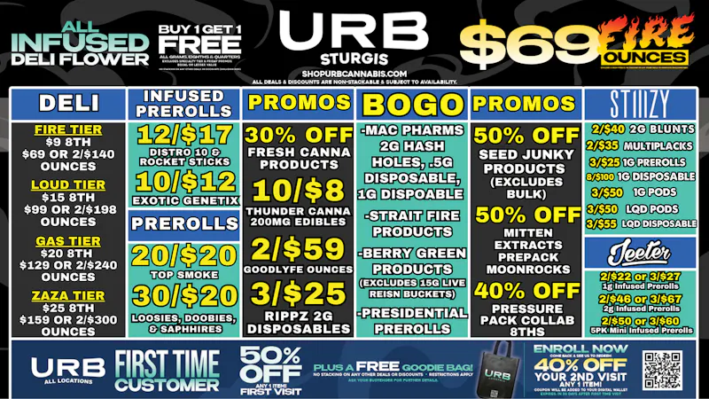 URB CANNABIS - STURGIS WE PRICE MATCH!!!!!!!!