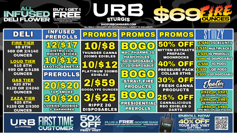 URB CANNABIS - STURGIS WE PRICE MATCH!!!