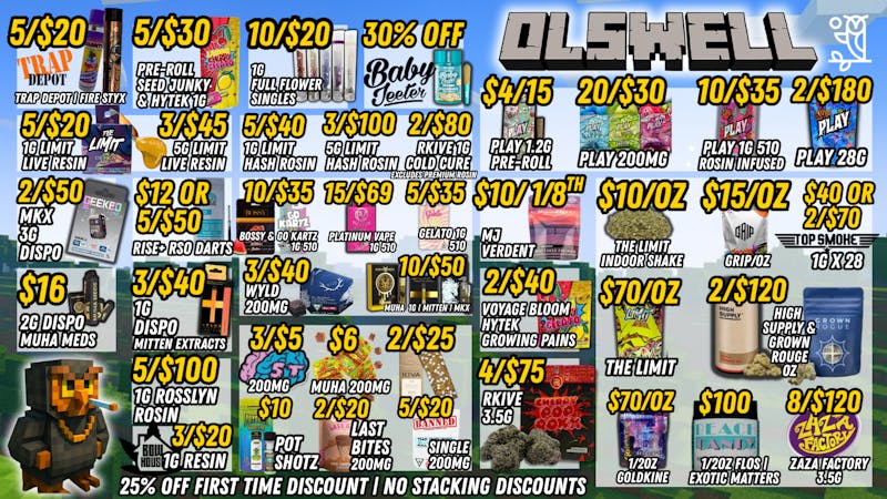 Olswell Cannabis Co 🦉OLSWELL TRAVERSE CITY WEEKLY DEALS!